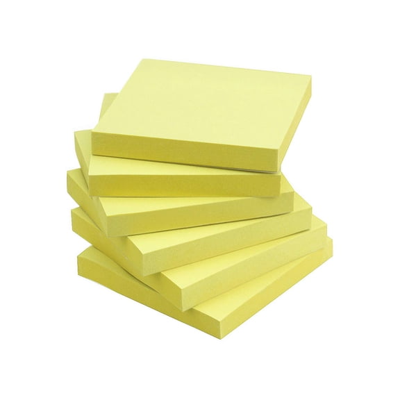 Sticky Notes 3x3 Inches, 6 Pads 100 Sheets Per Pad, Bright Yellow Self Stick Notes for Office Home, Reminders Lists Memos, Yellow