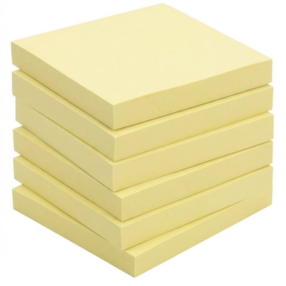 Sticky Notes 3x3 Inches, 6 Pads 100 Sheets Per Pad, Bright Yellow Self Stick Notes for Office Home, Reminders Lists Memos, Yellow
