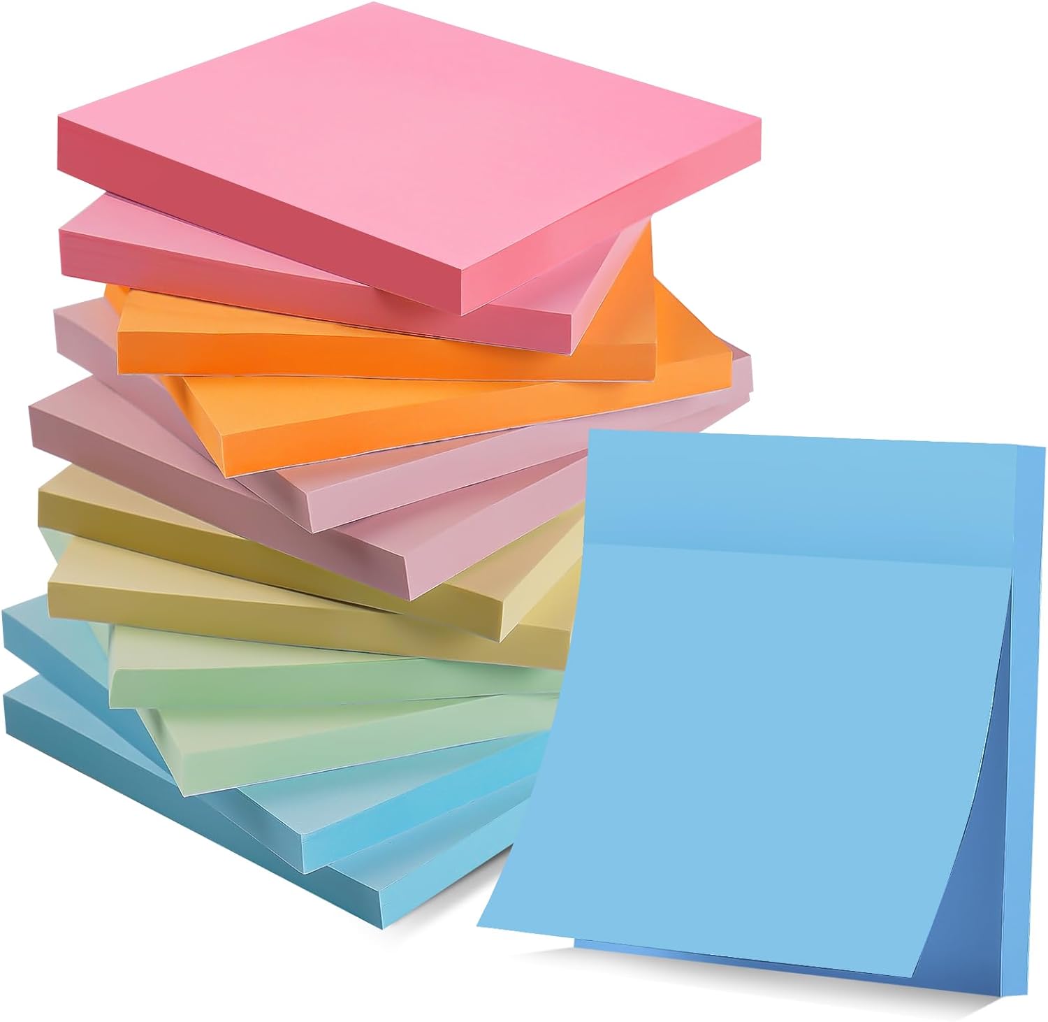 Sticky Notes 3x3 in, 12 Pads, Pastel Colors SelfStick Note Pads