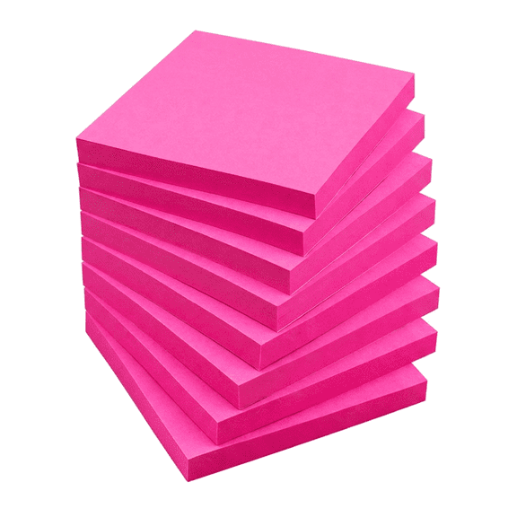 Sticky Notes 3x3 in, Self-Adhesive Memo Pads, 8 Pads Pack 80 Sheets Per Pad, Office Home Supplies, Bright Reminder Notes for Desktop, Planner, Study, Workstation, Pink