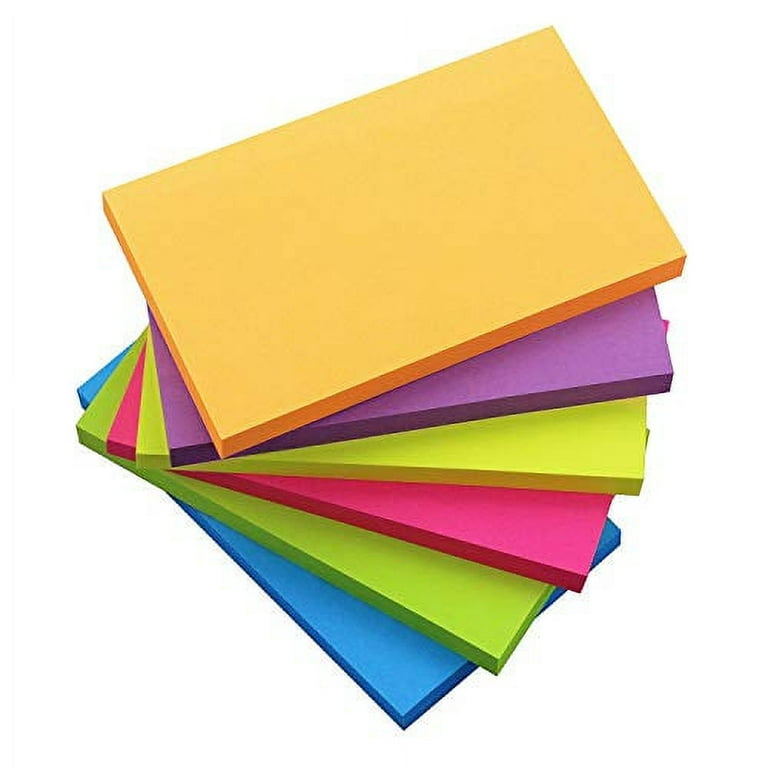 Sticky Notes 3x5, 6 Color Bright Colorful Sticky Pad, 6 Pads/Pack, 100  Sheets/Pad, Self-Sticky Note Pads