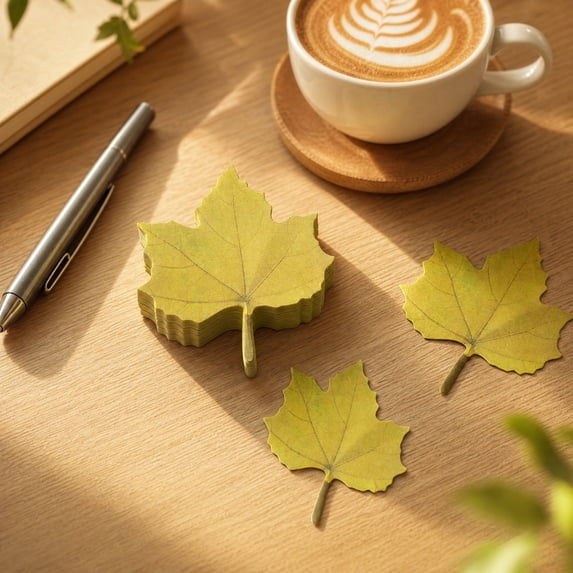 Sticky Notes, 6 Pads, Maple Leaf Shaped, 3.5x3 Inch, Yellow Self-Stick Note Pads | Strong Adhesive Memo Pad,Very Suitable for Office Use, Study Purposes and Organizing Daily Life Items, 50sheets/Pad