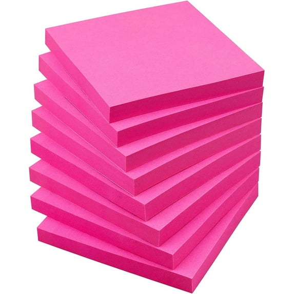 Sticky Notes, 8 Pads, Rose Red, Sticky Note Pads, Sticky Pad, Sticky Notes 3x3, Sticker Notes, Stickies Notes, Self-Stick Note Pads, Note Stickers, Colored Sticky Notes, Small Notes