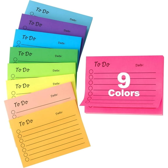 Sticky Notes (9 Pack) 3 * 4 Inch, 50 Sheets per Book, 9 Colors, Good Stickiness, Easy to Clean