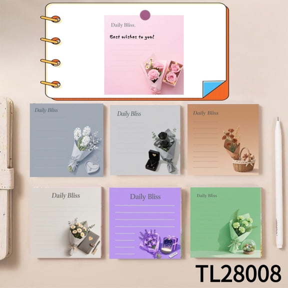 Sticky Notes with Charming Love Flower Designs (3.543.54 inches) 100-pack with105 Emoticon Stickers, Quickly Jotting Down Reminders, Strong Adhesive for All Your Note-Taking Needs