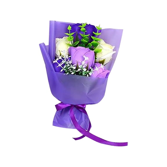 Sticky Notes Cute, Tyeign Simulation Flower Holding Bouquet 6 Rose Soap Bouquet Gift Box Mother'S Day Gift Post Notes Bulk Sticky Notes Cute Sticky Note Tabs Post Notes Pop up Sticky Note Purple