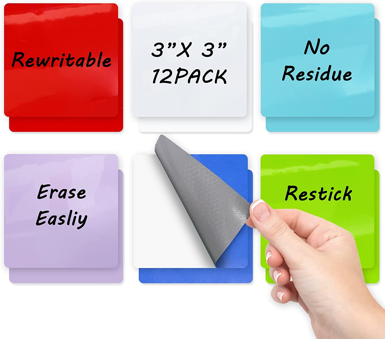 Sticky Notes Dry Erase 6 Colors Reusable & Washable Sticky Notes