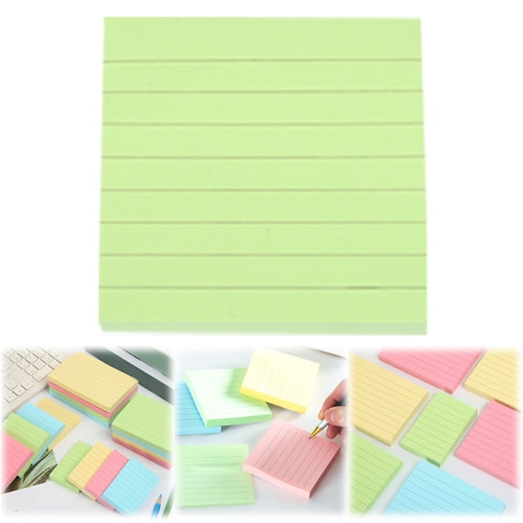 Sticky Notes Index Cards (3" x 3") - Double-Sided Ruled & Blank Notecards with Adhesive Back, Soft-Color Flashcards for Studying, To-Do Lists & Office
