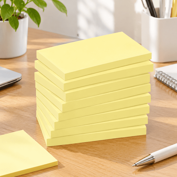 Sticky Notes Large, 3 x 5'' Self-Stick Note Pads Recyclable,100 Sheets/Pad Super Sticking Power 76x127mm,1200 Sheets Clean Removal Notepads, Easy to Post for Note Taking,to Do Lists(Yellow)
