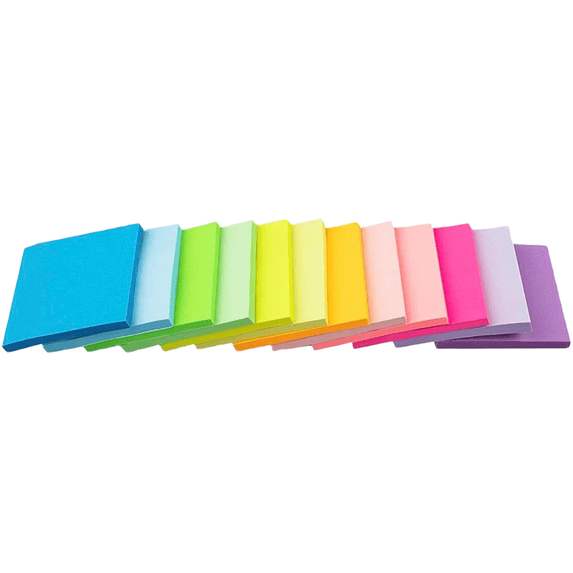 Sticky Notes, Neon Colored Self-Adhesive Removable Paper Pads 3x3 Inches for Office Reminders, Study Sessions, Task Planning Organization, 12 Colors