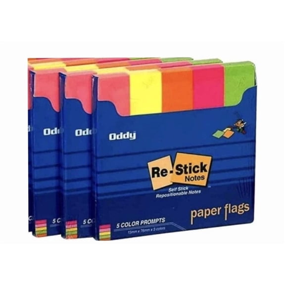 Sticky Notes, Paper Flags 15 X 76 Mm Multicolor Sticky Notes (Pack Of 3 x 250 Sheets Per Pad)