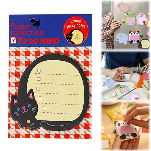 Sticky Notes,Self Sticky Notes in Different Shapes,Creative Self-Stick Notes Colorful Super Sticky Notes,Memo Notes for Students,Home,Office -Easy Post and Use,1PCS(Cat)