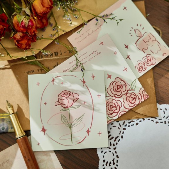 Sticky Notes Set, 200 Self Stick Memo Pad With Delicate Heart, Rose & Butterfly Designs (3)