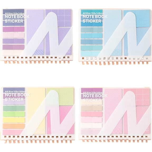Sticky Notes Set, 4 pieces, 60 sheets per block, Strong adhesive and easy to remove, for making study notes, office memos, scrapbooking and journaling, Mixed colors