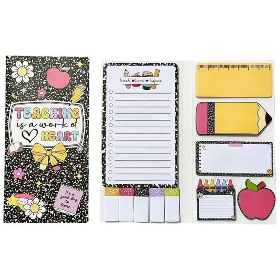 Sticky Notes Set for Teachers, Removable Self-Stick Colorful Memo Pads, Tearable Cartoon Design, Premium Adhesive Paper for Classroom Organization