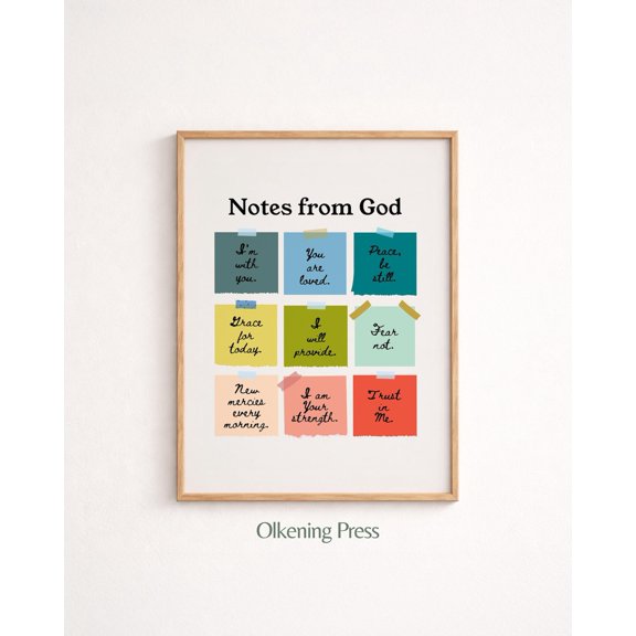 Sticky Notes from God Christian Wall Decoration, Stretched Canvas 8x10in