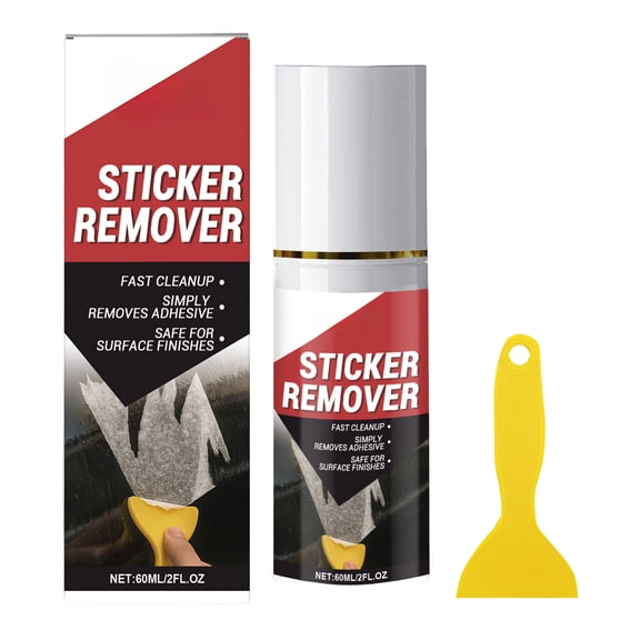 Sticky Residue Eraser Spray with Scraper Tool, Tackles sticker leftover, tape traces, chewing gum, tar, grease, wax deposits