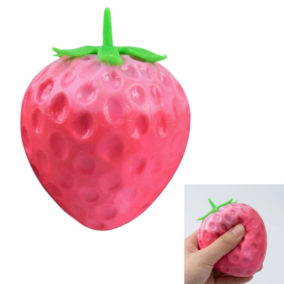 Sticky Strawberry Squishy, Kawaii Soft Squeeze Toy, Upgrade Fruit Squishies, PVC Stress Relief Fidget, Kids Adults Valentines Gift, Birthday Party Favor Desk Decor
