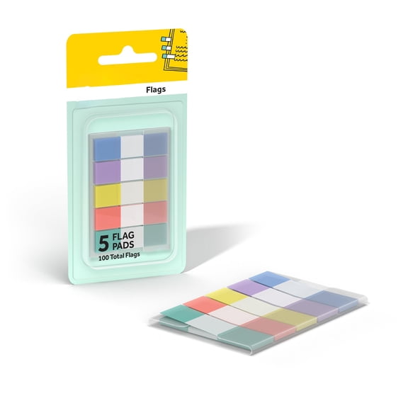 Sticky Tabs Flags, 100 Count Pastel Colored Page Markers, Removable and Repositionable, for Planners Journals Calendars Books, Multicolor