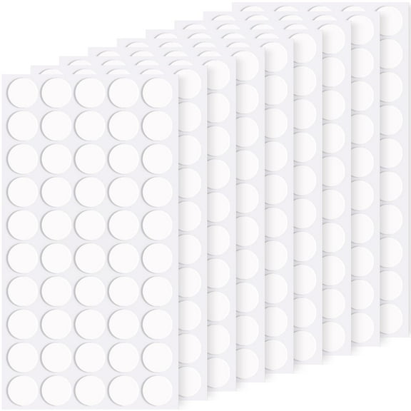Sticky Tack, 450 Pcs 10mm/0.39" Removable Poster Putty, Double Sided Removable Clear Adhesive Mounting Round Reusable Tacky Dots Transparent Stickers Glue for Wall Hanging Pictures Posters