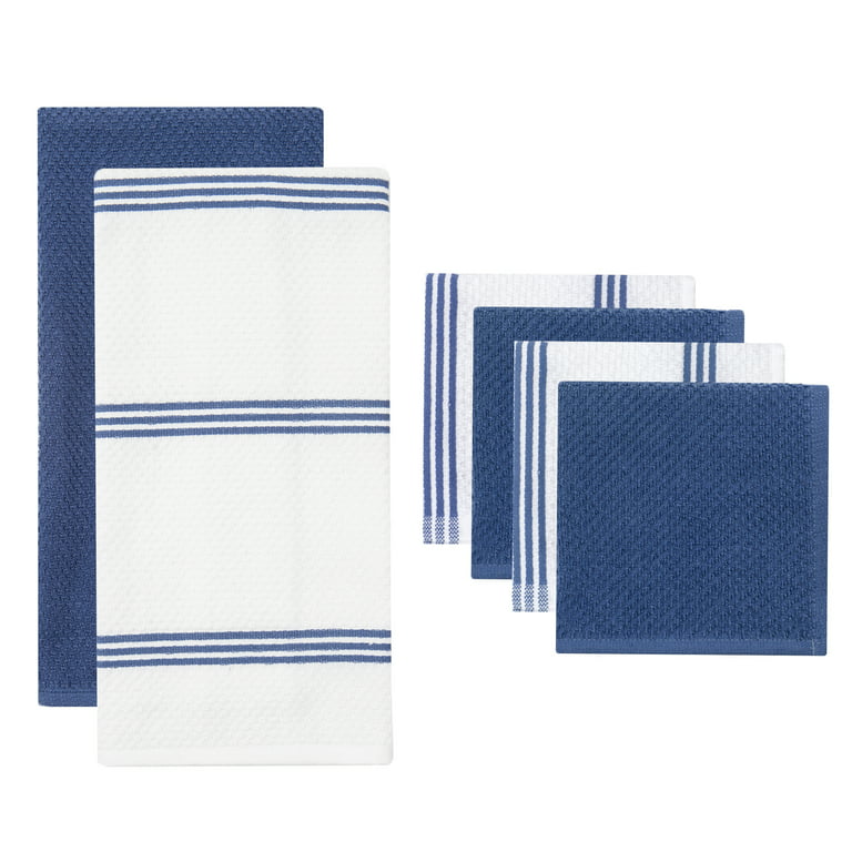  Dish Towels Set of 6 - Blue Kitchen Towels - Fall Kitchen Towels  - Cotton Linen Kitchen Towels Oversized - French Kitchen Towels Striped -  Farmhouse Dish Towels, 18x28 Navy Blue/White : Home & Kitchen