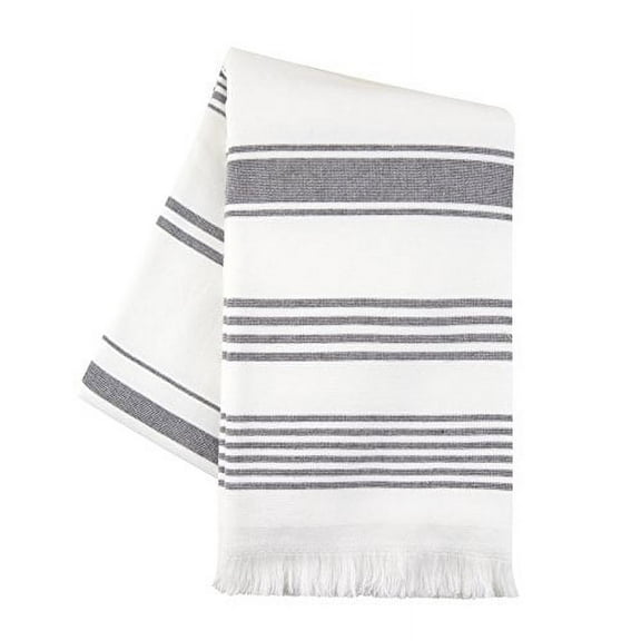 Sticky Toffee Bath Towel Turkish Towel 100% Cotton, White Towel, Soft Absorbent Terry Backing, 65 in x 35 in, Gray
