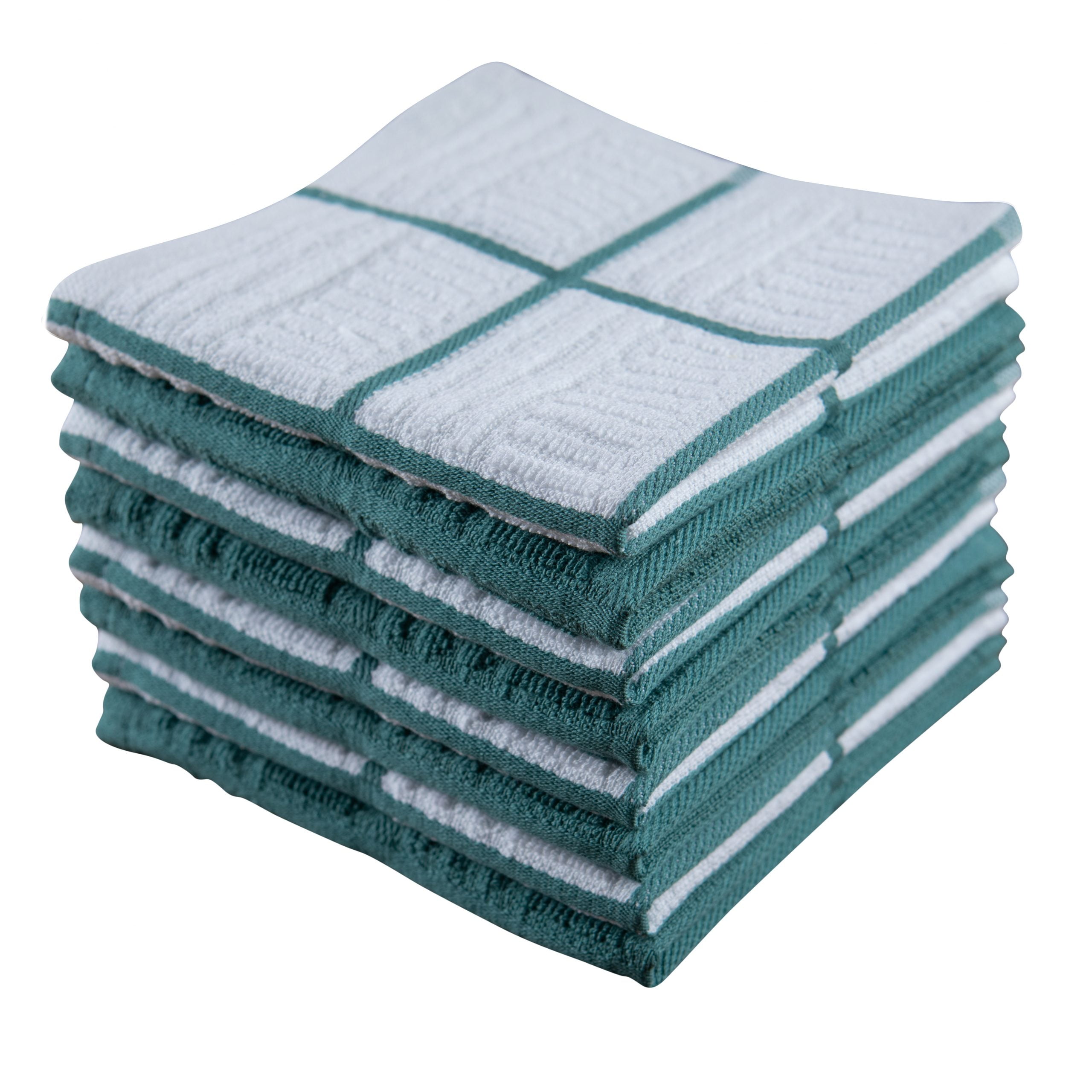 Sticky Toffee Kitchen Dishcloths Towels 100% Cotton, Set of 8, Blue and White Dish Cloth Towels, 12 in x 12 in
