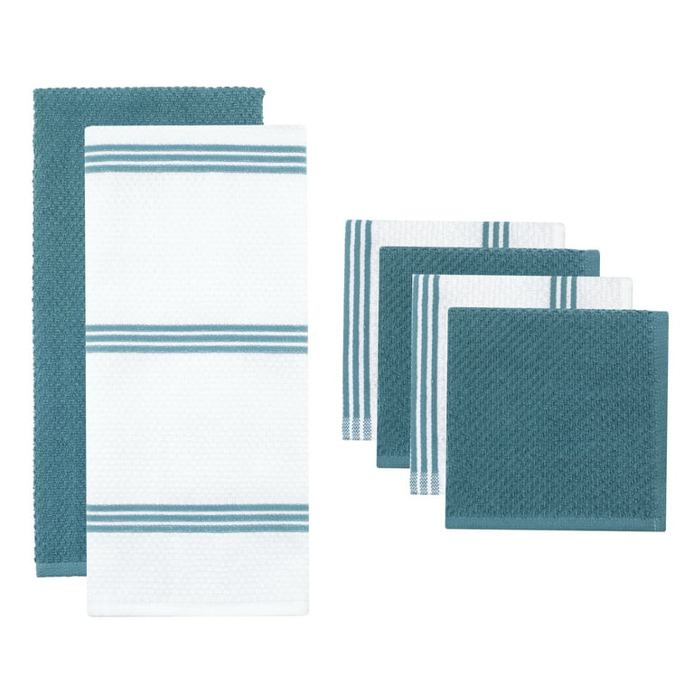 Dish Towels - Kitchen Towel set Includes: 1 Kitchen Towel, 2 Scrubbers  -Soft Teal Dish Cloths 
