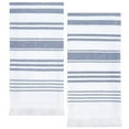 thumbnail image 1 of Sticky Toffee Hand Towels for Bathroom Set of 2, 100% Cotton, 28x16 in, Turkish White Soft Decorative, Navy Blue Striped Towels, 1 of 8