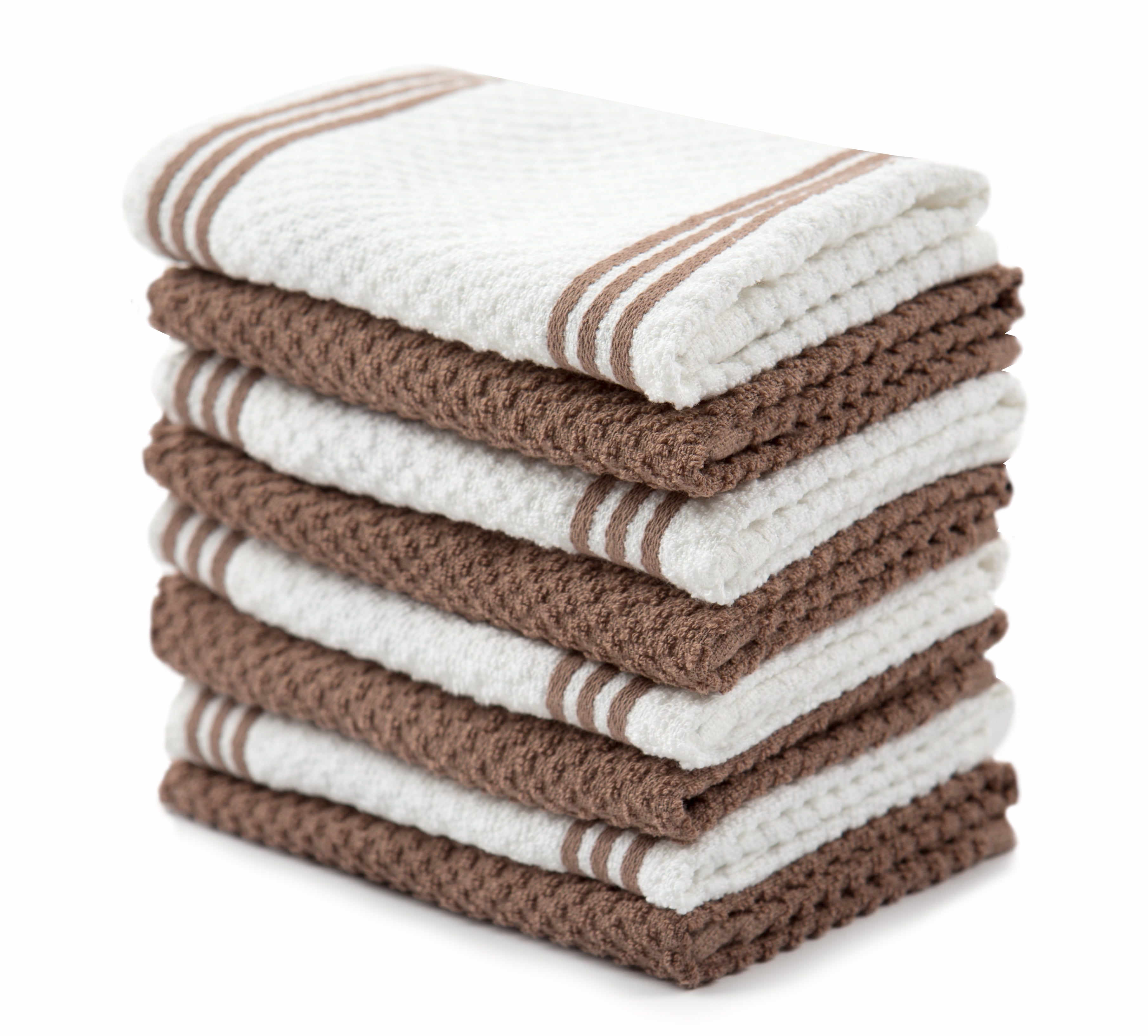 Sticky Toffee Cotton Terry Kitchen Dishcloth, Brown, 8 Pack, 12 in x 12 in