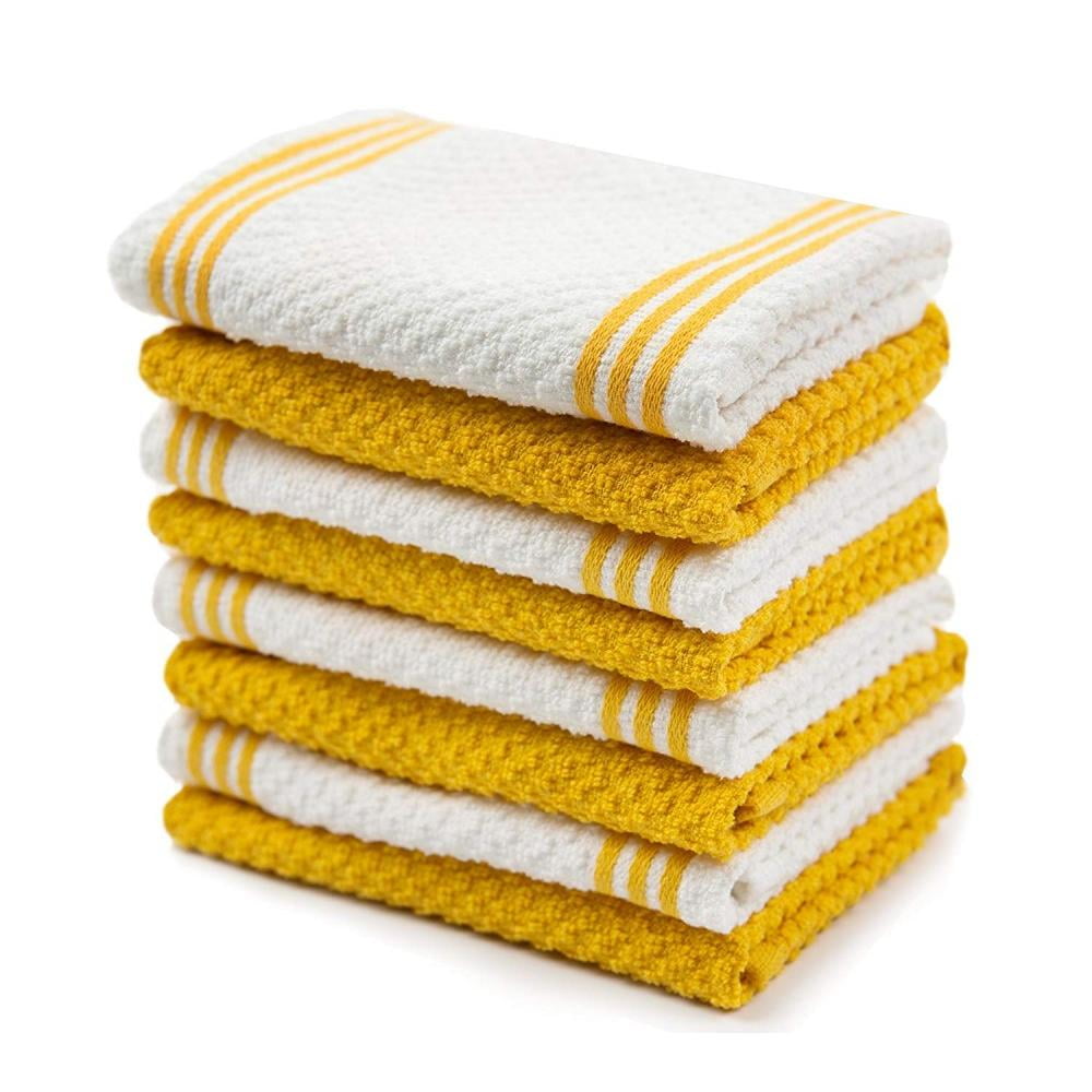 Sticky Toffee 100 Cotton Kitchen Dishcloths, 8 Set, 12x12in, Yellow