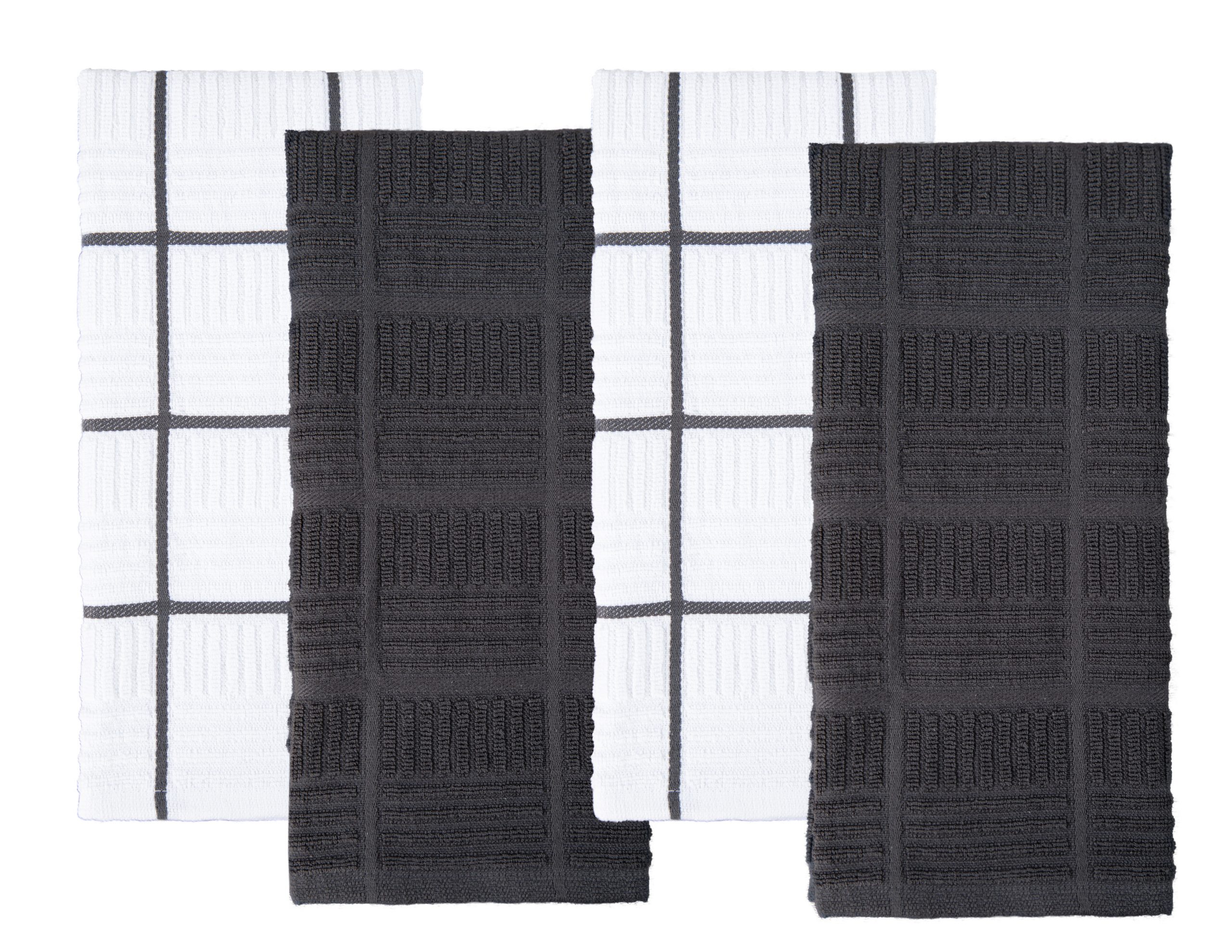 Mainstays Contemporary 4 Piece Kitchen Towel Set, Gray