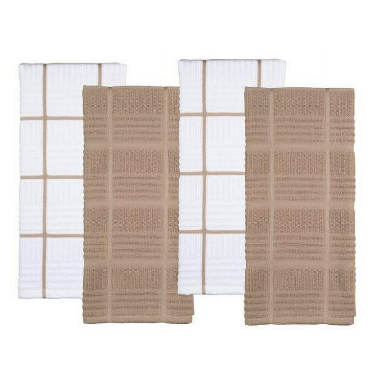 Sticky Toffee Waffle Kitchen Towels Set of 3, White and Tan Cotton Dish  Towels for Kitchen, 28 in x 16 in 