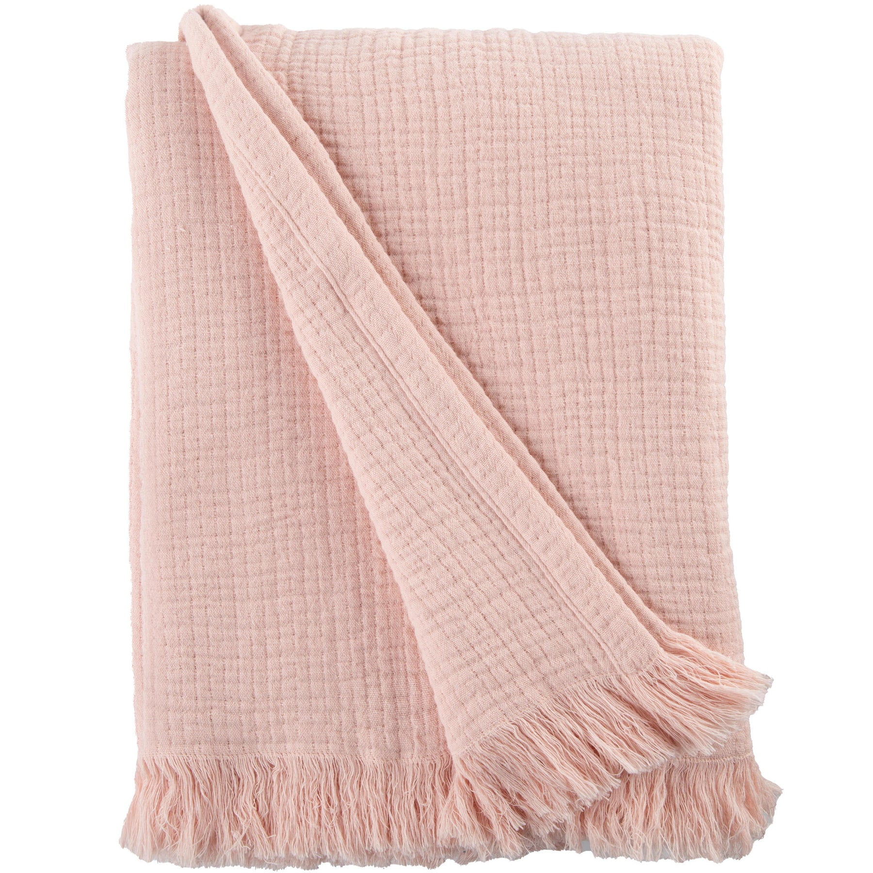 Sticky Toffee Muslin Throw Blanket for Adults, 100% Cotton, 60x50 in, Soft Lightweight and Breathable Throw for Couch, Blush Pink