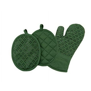 Kate Spade ALL IN GOOD TASTE Bright Green Pot Holder Oven Mitts Silicone  (2) NWT