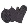 thumbnail image 1 of Sticky Toffee Oven Mitt and Pot Holders Cotton Set of 3, Silicone Non-Slip Kitchen Set, Gray, 1 of 6
