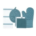 thumbnail image 1 of Sticky Toffee Silicone Printed Oven Mitt & Pot Holder, Cotton Kitchen Towel & Dishcloth, Blue, 5 Pieces Set, 1 of 7