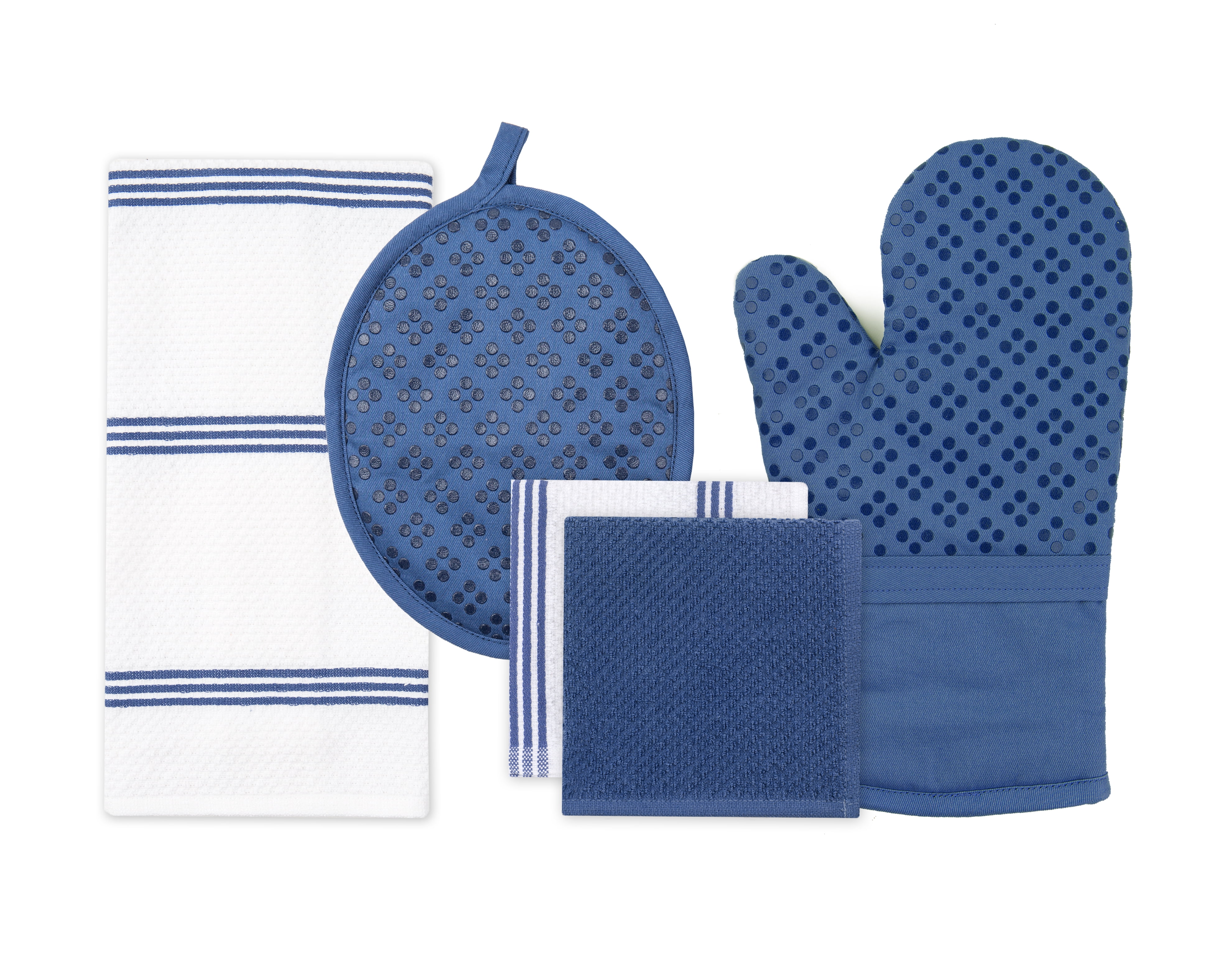 Moustiers Blue & Cream Cotton Oven Mitt by Tissus Toselli