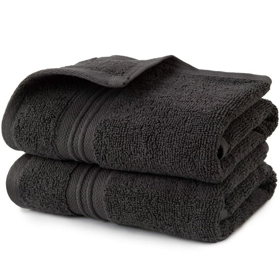 Sticky Toffee Terry Cotton Hand Towels Set for Bathroom, 2 pack, Soft and Absorbent, 500 GSM, 16 in x 28 in, Gray
