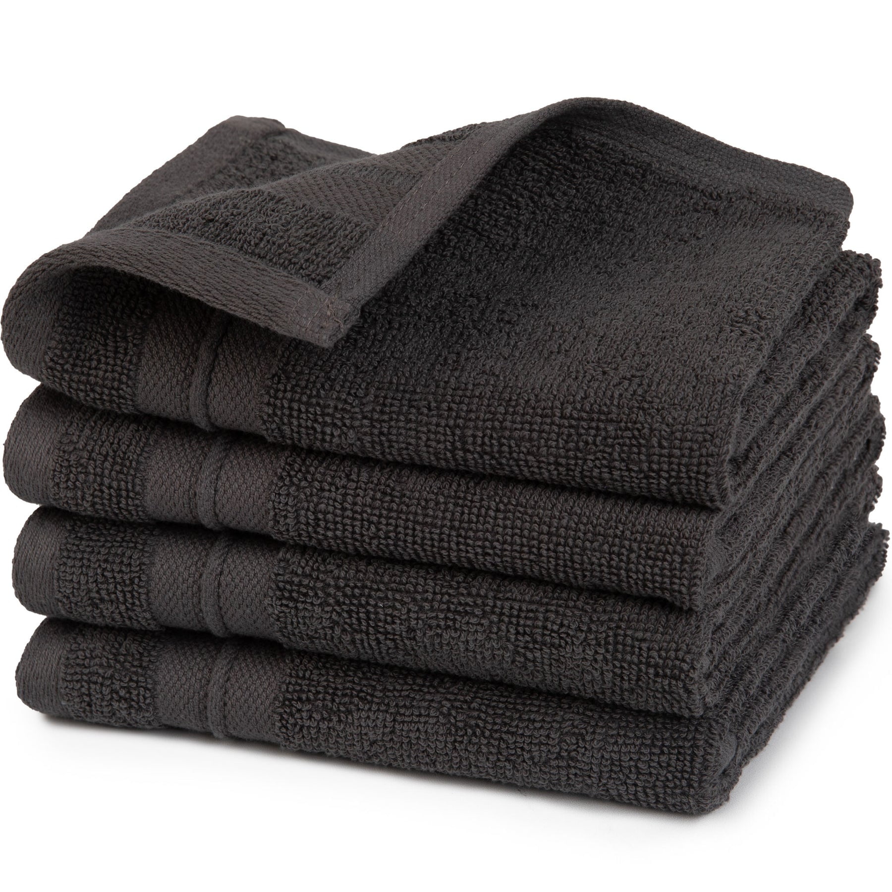 BrylaneHome 6 Piece 100% Cotton Terry Towel Set - 2 Bath Towels 2 Hand  Towels 2 Washcloths, Soft and Plush Highly Absorbent - Charcoal Black 