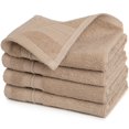 thumbnail image 1 of Sticky Toffee Terry Cotton Washcloths Set for Bathroom, 4 Pack, Soft and Absorbent, Face Cloths, Fingertip Towels, 500 GSM, 13 in x 13 in, Tan, 1 of 6