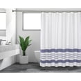 thumbnail image 1 of Sticky Toffee White Shower Curtain for Bathroom, Fabric Shower Curtains, 72x72 in, Farmhouse, Boho, White and Blue Striped Woven, 1 of 5