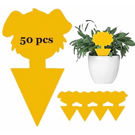 Sticky Traps Plant Trap for Fungus Gnat, Fruit Fly Traps for Mosquito and Bug Indoor & Outdoor, Pest Insect Catcher Killer 50 Pack(Dog)
