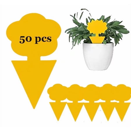 Sticky Traps Plant Trap for Fungus Gnat, Fruit Fly Traps for Mosquito and Bug Indoor & Outdoor, Pest Insect Catcher Killer 50 Pack(Flower C)