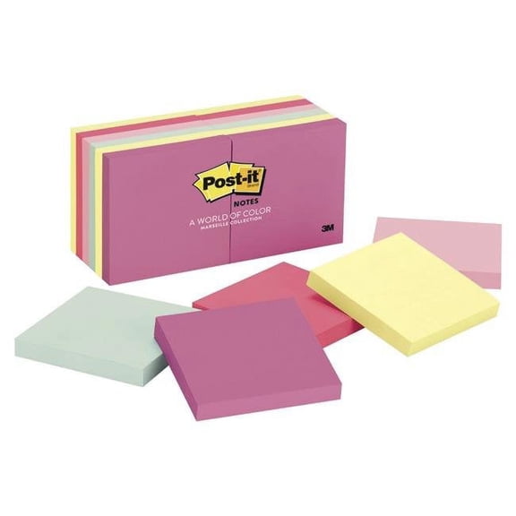 Sticky note 005049 Original Notepad Standard Pack, 3 x 3 In. - Assorted Pastel Colors, 100 Sheets Per Pad, Pack Of 12