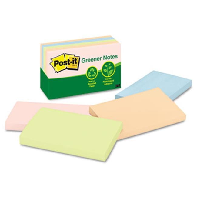 Sticky note Greener Notes  Recycled Pastel Notes- 3 x 5- Four Colors- 5 100-Sheet Pads/Pack