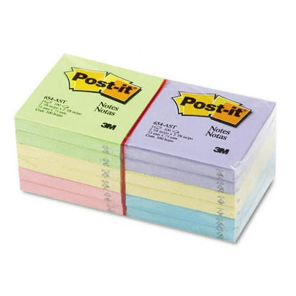 Sticky note Notes  3 x 3- Five Pastel Colors- 12 100-Sheet Pads/Pack