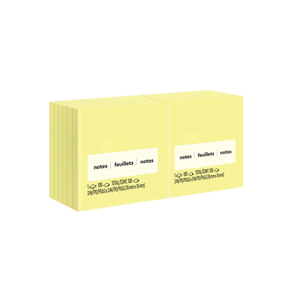 Sticky notes 3x3 in, 12 pads bulk pack, America's favorite reble sticky notes for office, , planners, clean removal, recyclable, yellow