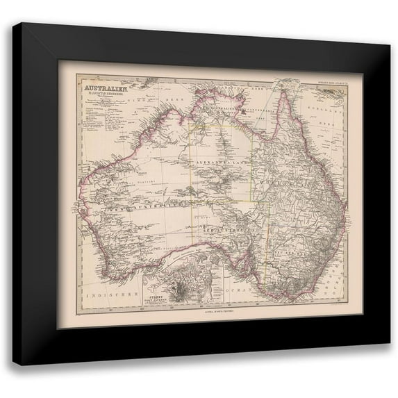 Stieler 14x12 Black Modern Framed Museum Art Print Titled - Australia - Stieler 1885