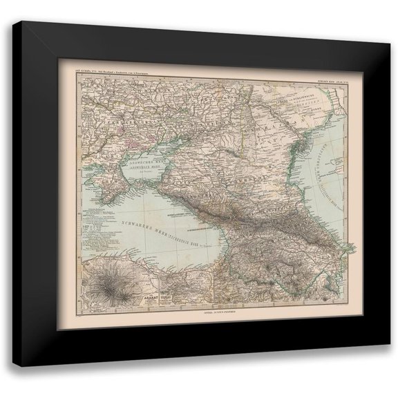 Stieler 14x12 Black Modern Framed Museum Art Print Titled - South Central Russia Europe - Stieler 1885